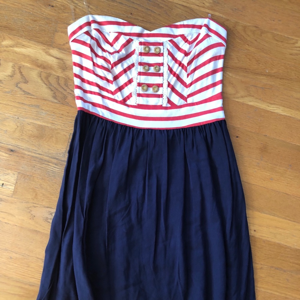 Adorable sailor strapless summer dress NWT